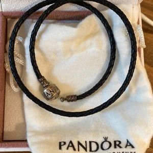 Pandora double black leather bracelet